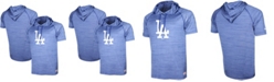 Stitches Men's Heathered Royal Los Angeles Dodgers Raglan Short Sleeve Pullover Hoodie